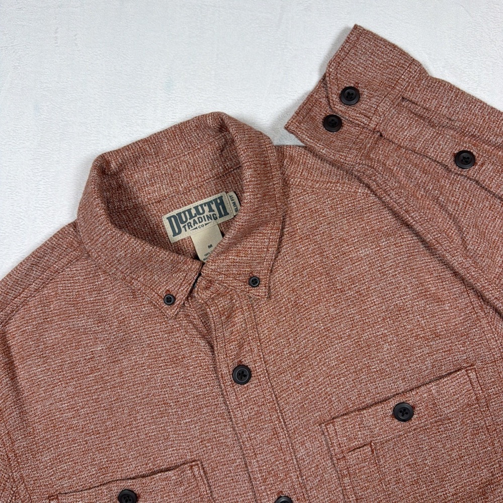 Duluth Trading Button Up Shirt Mens Medium Heather Workwear Utility Cotton